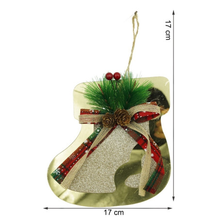 Ornament brad, Flippy, Ciorap, Auriu, Lucios, 17*17CM, Acril, Interior/ Exterior