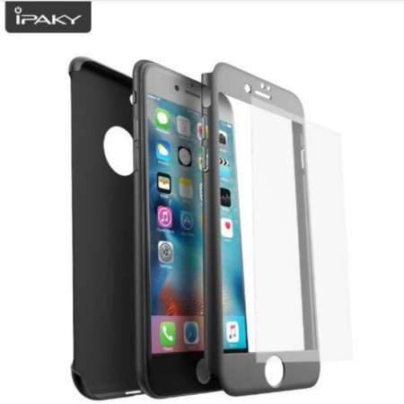 Husa Apple iPhone 7 IPAKY Full Cover 360 Negru + Folie Cadou