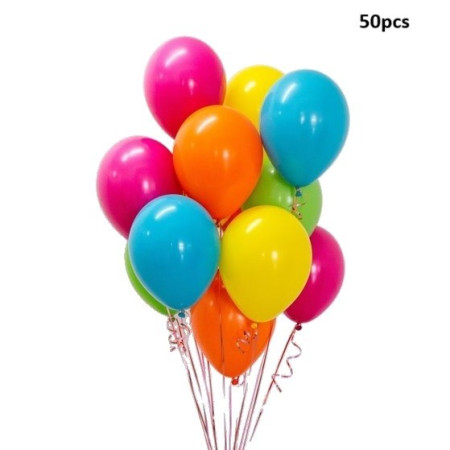 Set 50 Baloane din Latex Metalizate, Flippy, Model Party, 30 cm, Multicolore, 2.4 g