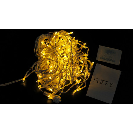 Sectiune de Craciun Flippy® Tip Turturi, 8 jocuri de lumini Sectiu 5 m, 143 LED-uri, Interconectabila, Fir Alb, Alb Cald