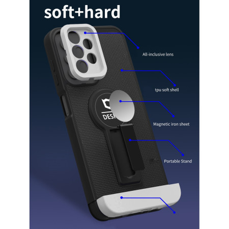 Husa Armor Design cu Stand pentru iPhone 11, Negru/Alb, Suport Auto Magnetic, Wireless Charge, Protectie Antisoc, Flippy