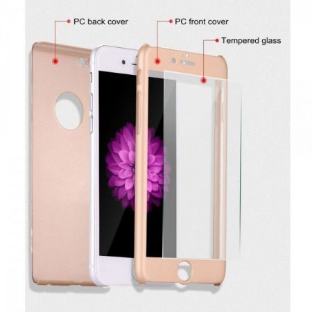 Husa Apple iPhone 6/6S IPAKY Full Cover 360 Roz Auriu + Folie Cadou