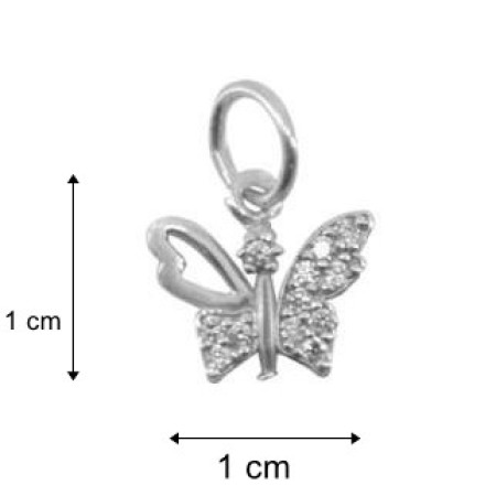 Pandantiv, Jolie Silver, Argint 925, Model Fluture Cu Pietre, 0.5 g, 1 x 1 cm