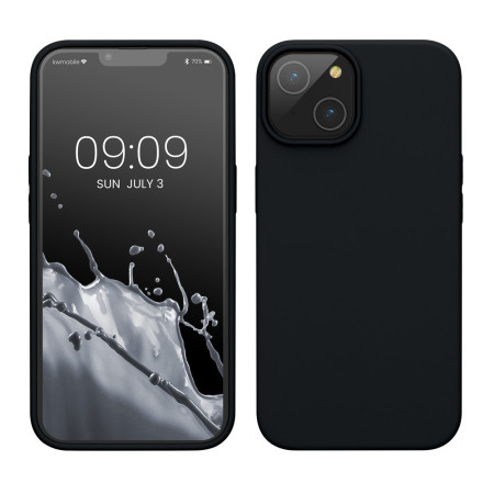 Husa pentru Apple iPhone 14 Plus Flippy, Liquid Silicone, cu Microfibra pe interior, Protectie Antisoc, Negru