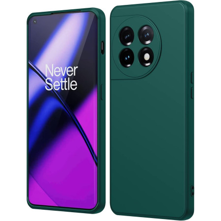 Husa de Protectie, Flippy, pentru OnePlus 11 5G, Liquid Silicone, cu Microfibra pe Interior, Protectie Antisoc, Compatibil Incarcare Wireless, Verde