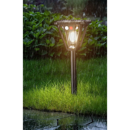 Lampa Solara LED, Flippy, Tip Felinar, pentru Perete/Sol, 10.8 x 12.3 x 46 cm, 3 Moduri, Lumina Calda, din ABS si PP, Negru