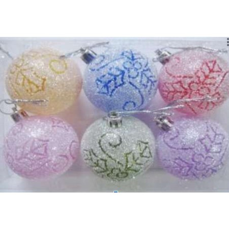 Set 6 globulete multicolor transparent - shiny, glitter - 6cm