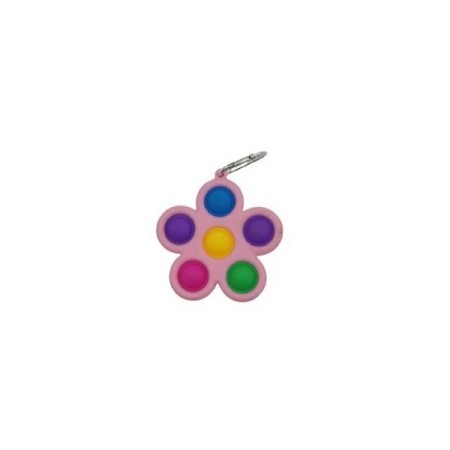 Jucarie Push Pop Bubble Fidget, Pop It, breloc antistres, Floare, Multicolor/Roz