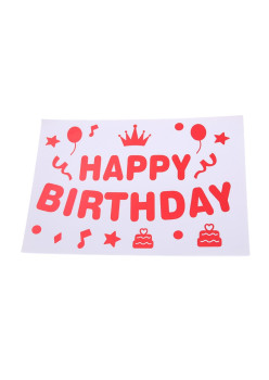 Sticker Autocolant pentru Baloane, Flippy, Tematica Aniversare, Model Happy Birthday, 29x21 cm, Rosu