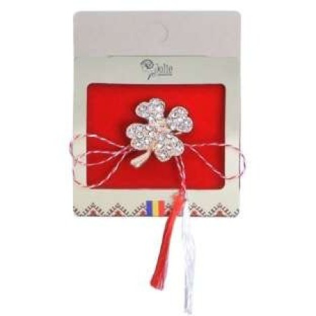 Martisor Brosa V16 Trifoi Auriu 5.5cm x 7cm