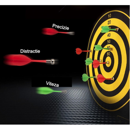 Set Joc Darts Flippy, Doua Fete pentru Joc, 6 Sageti Incluse, Magnetic, Dimensiuni 37 x 40 cm, Design clasic, Multicolor