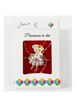 Martisor Brosa Mica in Cutie, Dimensiune Brosa 2.5-3 cm, Material Metal, Model Fetita Tradtionala