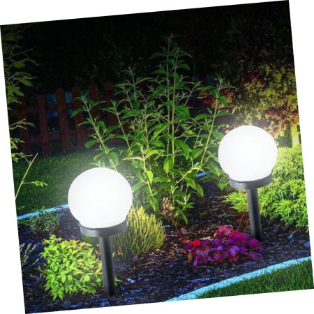 Set 2 Lampi Solare LED, Flippy, Forma Sferica, Tip Glob, Diametru 10 cm, Alb Rece