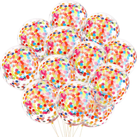 Set 10 Baloane din Latex, Flippy, Model Party Confetti, 30 cm, Multicolore, 2.8 g