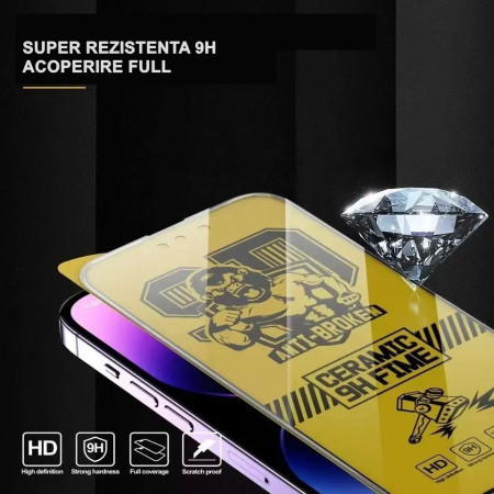 Folie de protectie Ceramica Flippy®, Transparenta HD, 9H, pentru Apple iPhone 15 margini negre