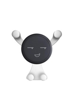 Suport de Telefon, Flippy, pentru Ventilatie, din ABS si Silicon, 11 x 10 x 4 cm, pentru Telefon 4.0 - 6.0 inch, Model Smiley Face, Argintiu