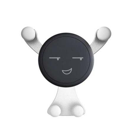 Suport de Telefon, Flippy, pentru Ventilatie, din ABS si Silicon, 11 x 10 x 4 cm, pentru Telefon 4.0 - 6.0 inch, Model Smiley Face, Argintiu