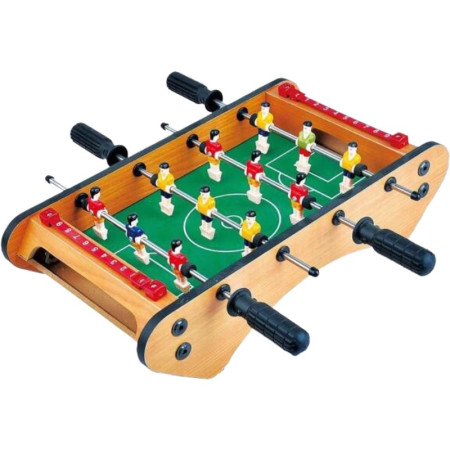 Masa de fotbal cu teren si 12 jucatori Flippy, 4 manere, cu Tablou pentru Scor, din Metal, Lemn si ABS, 37.5 x 21 x 9.5 cm, Margini Rotunjite, pentru copii/adulti