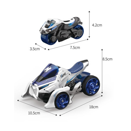 Jucarie pentru copii, masina cu extensie de motocicleta 2 in 1, albastra