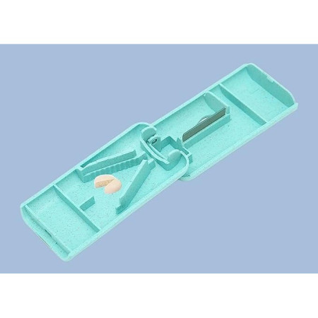 Dispozitiv taiere si depozitare medicamente, Flippy, Albastru, Plastic, 8 x 4 x 1.8 cm