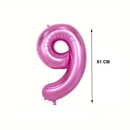 Balon din Folie Flippy, Cifra 9, 81 cm, Pentru Aer sau Heliu, Bulk, Mov