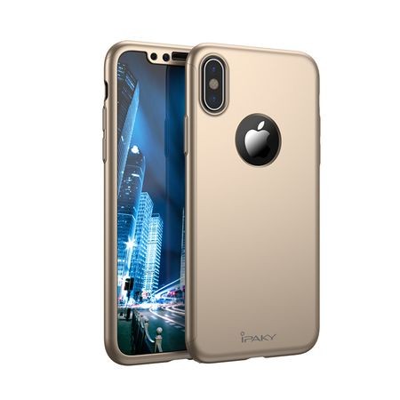 Husa Apple iPhone X IPAKY Full Cover 360 Auriu + Folie Cadou