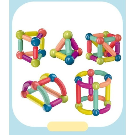 Set 25 piese magnetice de constructie, Flippy, Forme geometrice, Multicolor