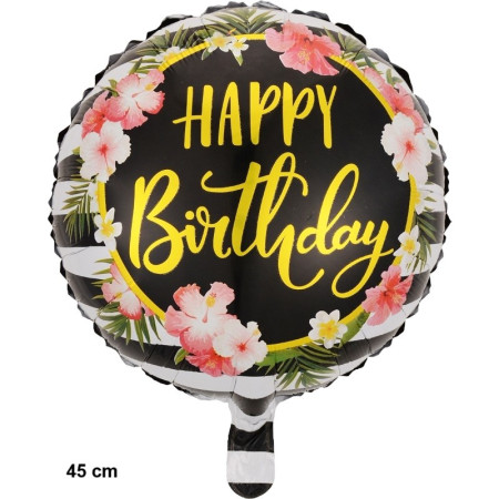 Balon din Folie Metalizata, Flippy, Figurine, Model 4, Happy Birthday, Tematica Aniversare, 45 cm, Ambalaj Individual, Pai Inclus, Umflare cu Aer sau Heliu, Multicolor