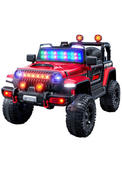 Mașină Electrică pentru Copii, Flippy, Off-Road, Conectare Bluetooth, telecomandă, Tracțiune Integrală, Lumina Intermitenta, Baterie 12V 7Ah, 120x63x68cm, Rosu