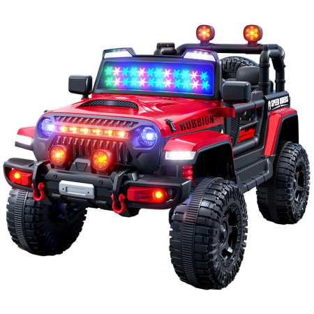 Mașină Electrică pentru Copii, Flippy, Off-Road, Conectare Bluetooth, telecomandă, Tracțiune Integrală, Lumina Intermitenta, Baterie 12V 7Ah, 120x63x68cm, Rosu