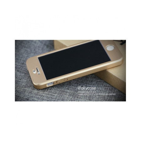 Husa Apple iPhone 5/5S/SE IPAKY Full Cover 360 Auriu cu Folie Cadou