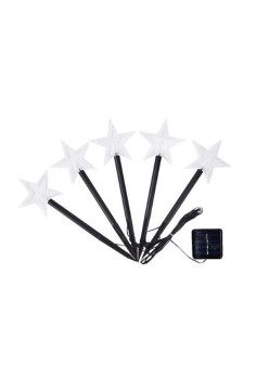 Set 5 Lampi solare LED de exterior Model Stea, pentru gradina, Flippy, 35.5 cm, Alb Cald