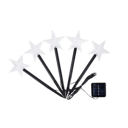 Set 5 Lampi solare LED de exterior Model Stea, pentru gradina, Flippy, 35.5 cm, Alb Cald