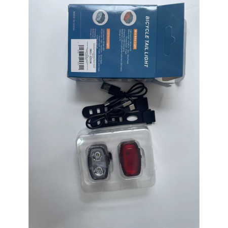 Set far si stop spate LED bicicleta, Flippy, incarcare USB, rezistent la apa, 4 moduri de luminare, Plastic, Alb/Rosu, 10x6x4 cm