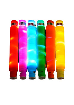 Set 6 Tuburi Antistres, Flippy, cu Lumina LED, Fidget Pop Tube, multicolor