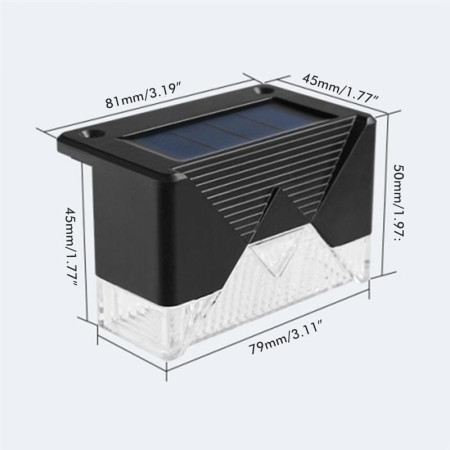 Aplica solara LED Flippy, ABS/Policarbonat, rezistenta la apa IP65, pentru trepte, borduri, terasa, 1.2V, 600mah, 7.9 x 5 cm, lumina multicolora, negru