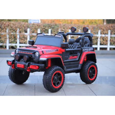 Mașină Electrică pentru Copii, Flippy, Off-Road, Conectare Bluetooth, telecomandă, Tracțiune Integrală, Lumina Intermitenta, Baterie 12V 7Ah, 120x63x68cm, Rosu