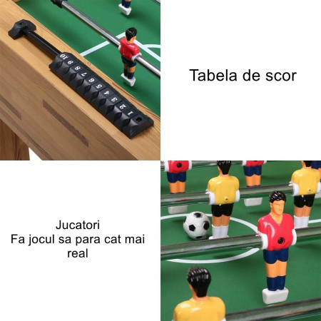 Masa de Fotbal cu Teren si 21 Jucatori Flippy, 8 Manere, cu Tablou pentru Scor, din Metal, Lemn si ABS, 120 x 61.5 x 81 cm, cu Picioare, pentru copii/adulti