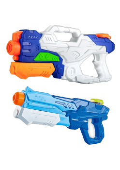 Set 2x Pistol cu Apa pentru Copii, Rezervor, Pentru Piscina/Plaja, Flippy, 6ani+, Alb/Albastru + Albastru, 1000 ML + 600 ML