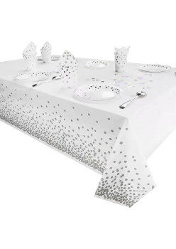 Small polka dot disposable tablecloth + printed silver polka dot