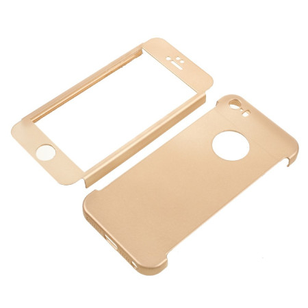 Husa Apple iPhone 5/5S/SE Full Cover 360 Auriu + Folie de protectie