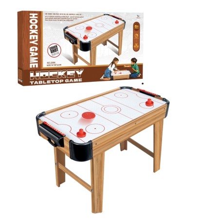 Masa Air Hockey Graffiti cu Picioare Lungi, Flippy, Lemn, 2 Pucuri, Tabela Scor, 2 Impingatoare, 76x38x61 cm, Maro