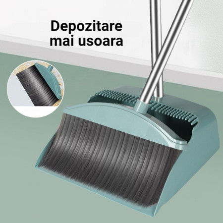 Set matura, faras cu coada si matura silicon, Flippy, Pentru uz casnic, Plastic/Otel, Albastru deschis, 90 x 72 x 100 cm