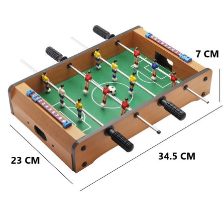 Mini Masa de Fotbal cu Teren si 12 Jucatori Flippy, 4 Manere, cu Tablou pentru Scor, din Metal, Lemn si ABS, 34.5 x 23 x 7 cm, pentru copii/adulti