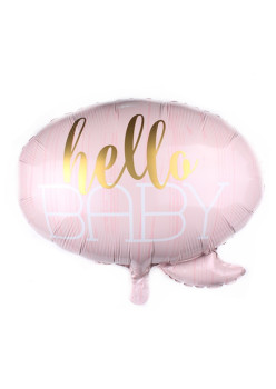 Balon din Folie Metalizata, Flippy, Figurina Norisor, Tema Hello Baby , 59x50 cm, Ambalaj Individual, Pai Inclus, Umflare cu Aer sau Heliu, Roz