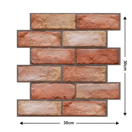 10 x Placi Tapet Autocolant 3D cu Imitatie de Caramida, pentru Perete Bucatarie Sufragerie, Usor de Curatat, Rezistent la Apa, Autoadeziv, 30x30 cm, Maro