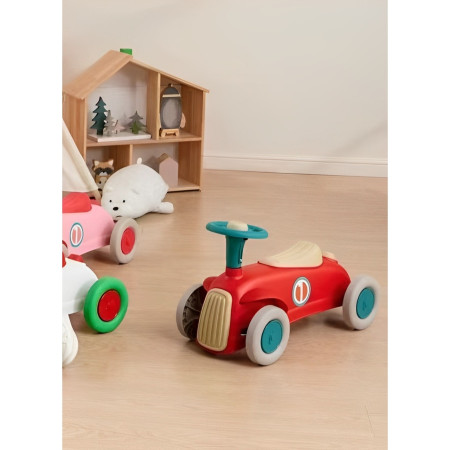 Masinuta Ride-On Flippy, cu Sistem Anti-Rasturnare, Claxon pe Volan, 1-6 Ani, 60 x 28 x 34 cm, Rosu-Crem