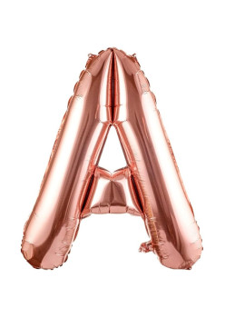 Balon Folie Metalizata Litera A, Flippy, 100 cm, Umflati cu Heliu sau Aer, Ambalaj Individual, Pai inclus, Rose Gold