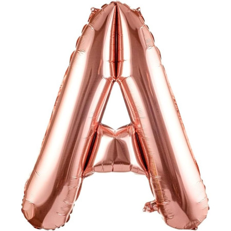 Balon Folie Metalizata Litera A, Flippy, 100 cm, Umflati cu Heliu sau Aer, Ambalaj Individual, Pai inclus, Rose Gold