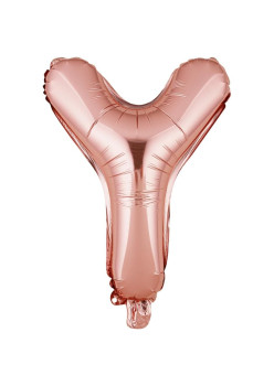 Balon Folie Metalizata Litera Y, Flippy, 40 cm, Umflati cu Heliu sau Aer, Ambalaj Individual, Pai inclus, Rose Gold